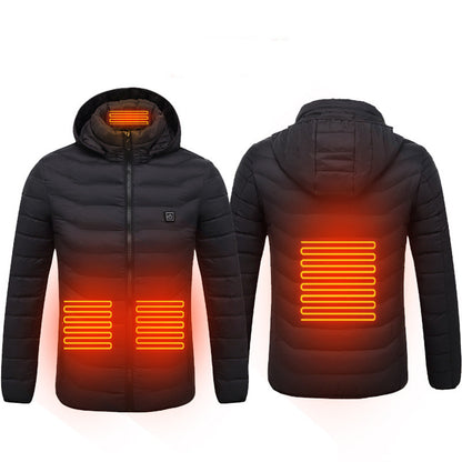 Beheizbare Winterjacke, USB-Elektro-Baumwollmantel mit Reißverschluss, Heizweste für Herren