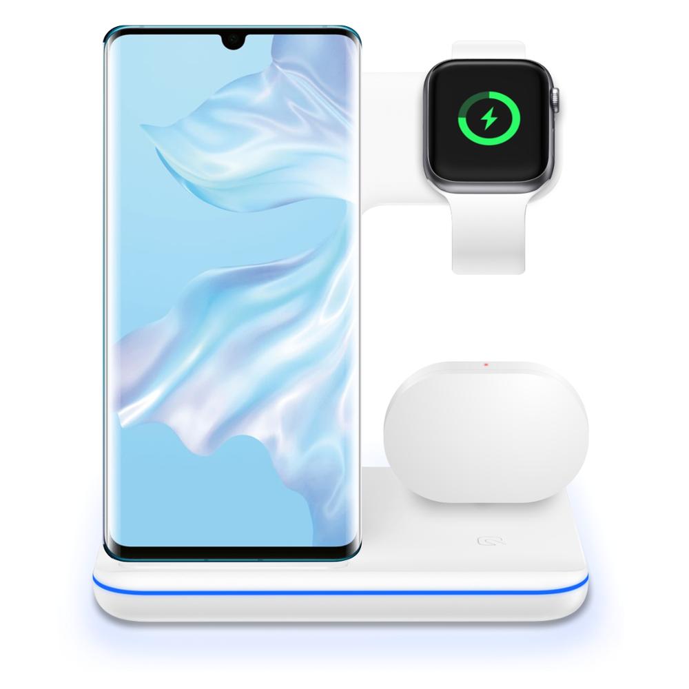 Kompatibles kabelloses Ladegerät für Mobiltelefone, Smartwatches und Kopfhörer – 3-in-1-Ladestation