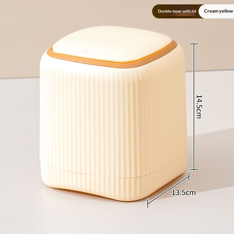 Übergroßer, doppelwandiger Mini-Tischmülleimer mit Deckel für bequeme Benutzer