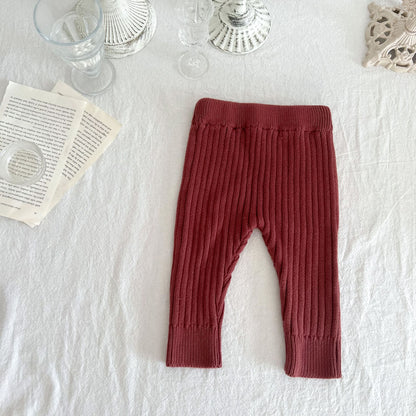 Kinderbekleidung Baby-Leggings aus gestrickter Baumwolle und Wolle mit elastischem Bund