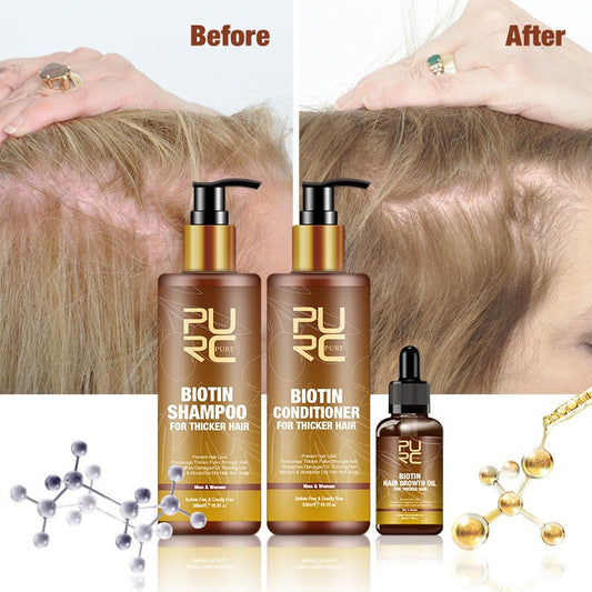 PURC Haarpflege Ingwer Biotin Dreiteiliges Shampoo Conditioner Reparatur Trockene und Frizz Ätherisches Öl