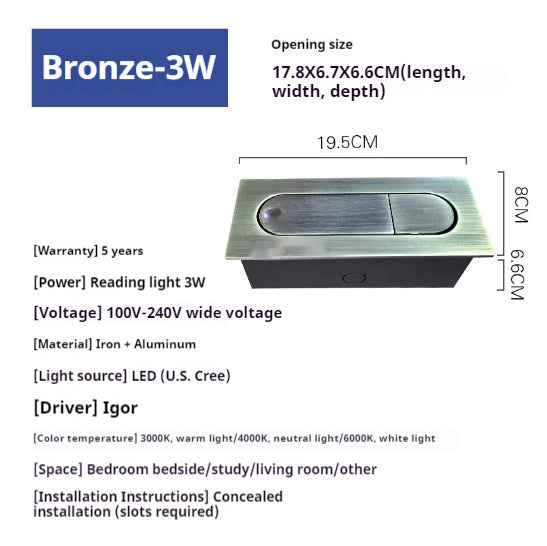 LED-Wandleuchte, schlichtes Design, Schlafzimmer-/Schlafzimmer-/Leselampe, drehbar