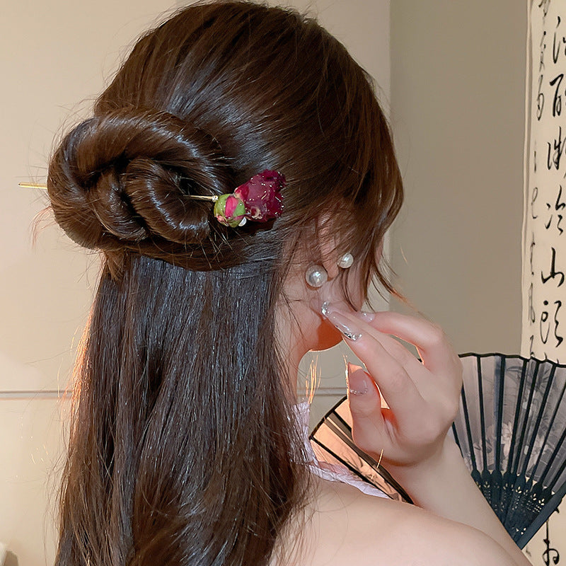 Retro Rose Pearl New Chinese Style Hairpin
