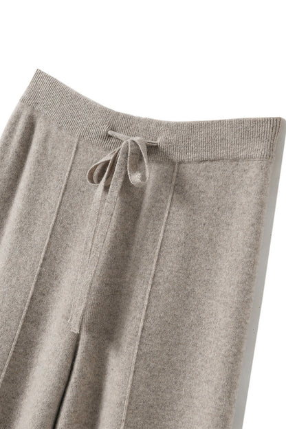 Drapierte, bodenlange Strick-Freizeithose