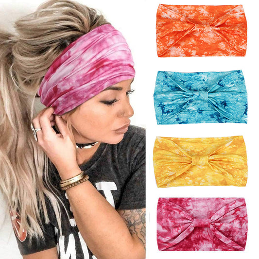 Europäisches und amerikanisches neues Batik-Sport-Schweißabsorbierendes Haarband, extra breites Kopftuch für Damen