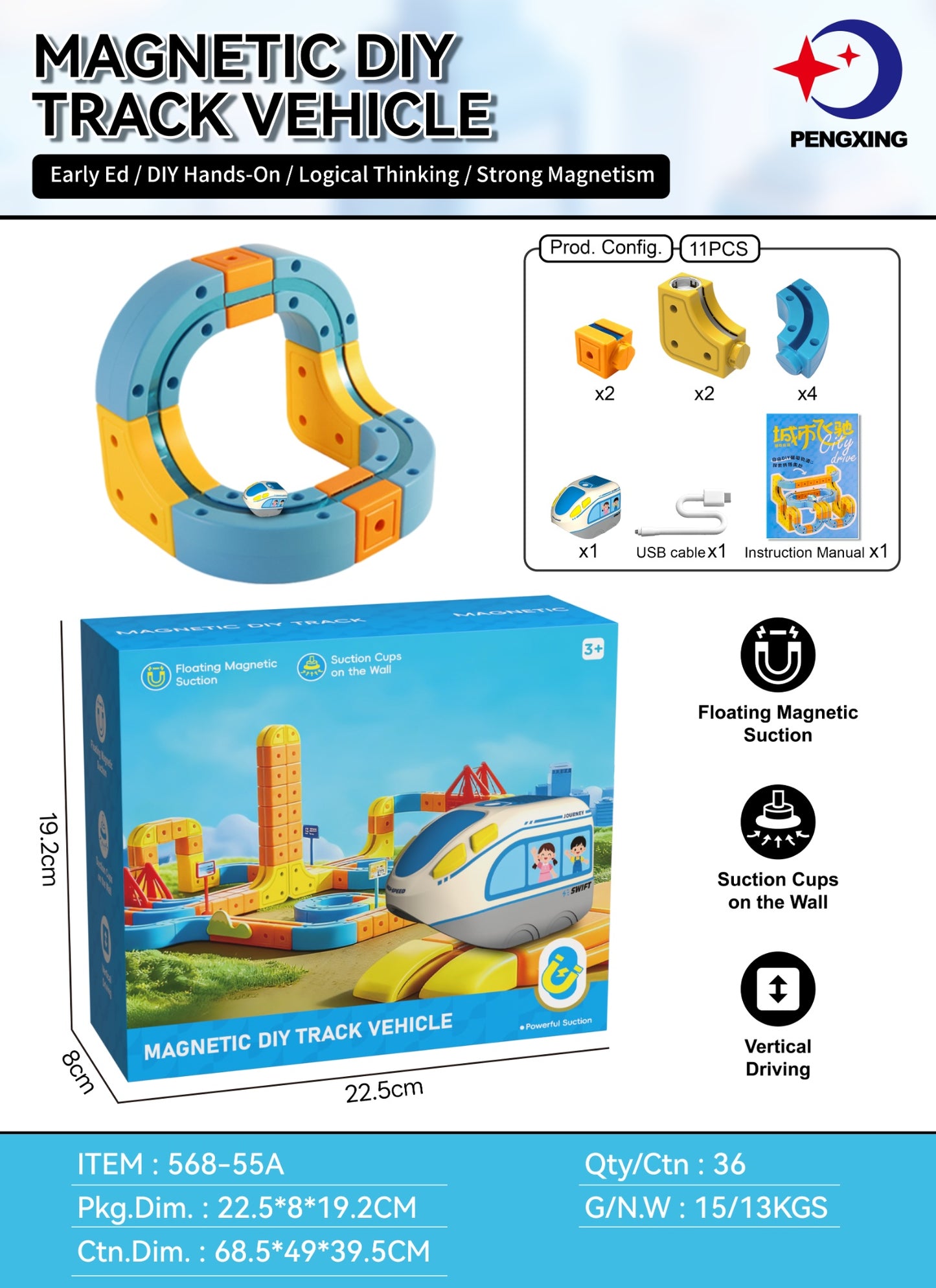 Childrens Electric Magnetic Levitation Track Building Toy