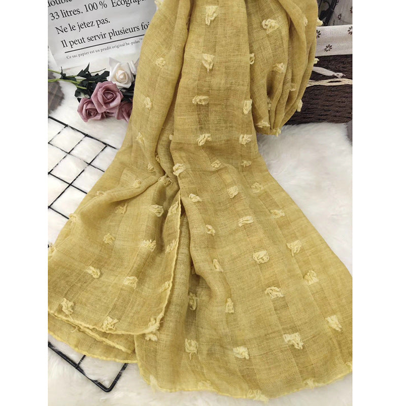 Tie Dye Cotton Linen Ball Scarf Ladies Muslim