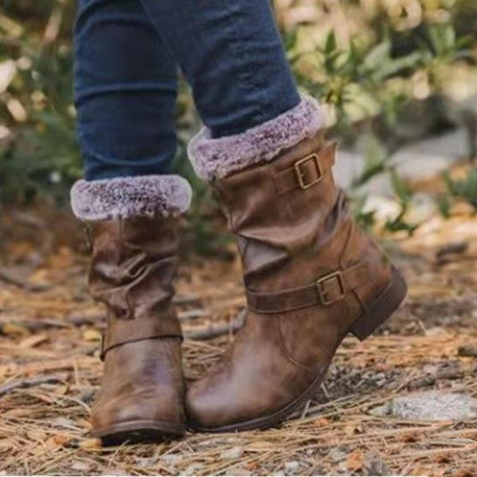 Warme Damen-Schneestiefel im Herbst- und Winterstil, europäische und amerikanische Martin-Stiefel
