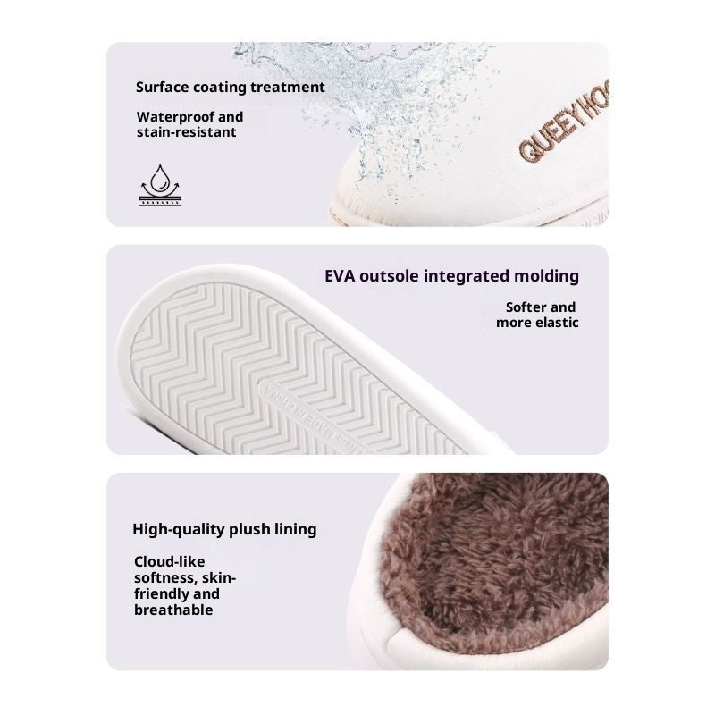 Wasserdichte Winter-Baumwollpantoffeln für draußen, rutschfest, mit Fleece gefüttert, Plateausohle für Herren