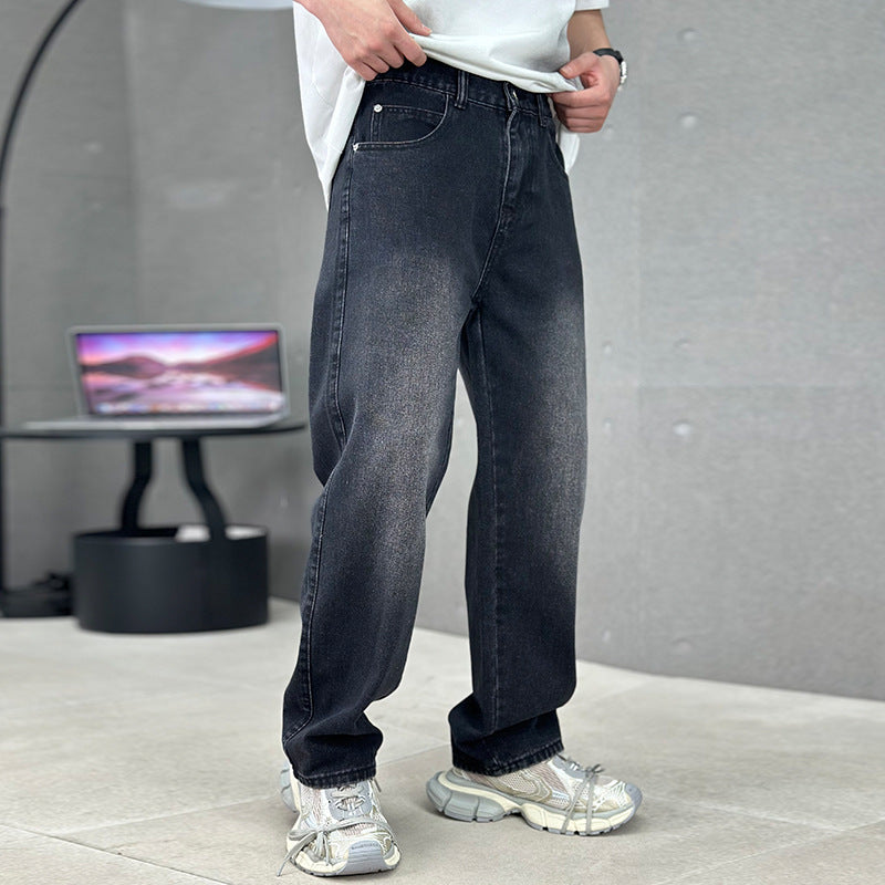 Modische Jeans mit Taschen, Herren-Jeans mit weitem Bein und geradem Schnitt, vielseitige, lässige lange Hosen, Streetwear-Kleidung