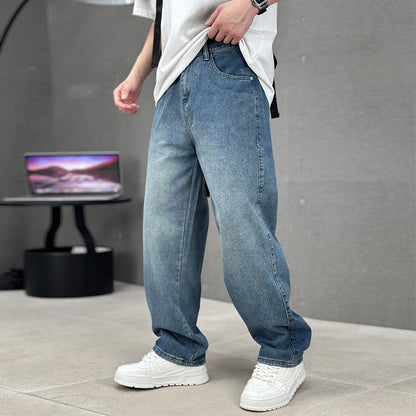 Modische Jeans mit Taschen, Herren-Jeans mit weitem Bein und geradem Schnitt, vielseitige, lässige lange Hosen, Streetwear-Kleidung