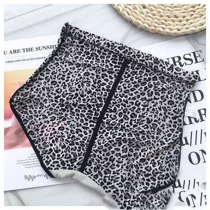 Belly Contracting Hip Lifting Sexy Seamless Leopard Print High Waist Soft Breathable Underwear For Women