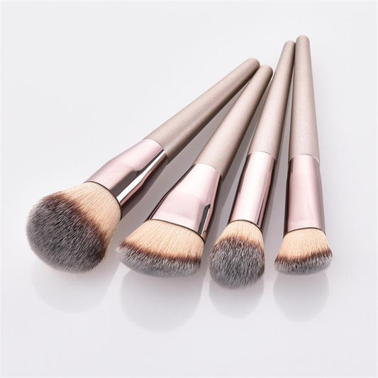 Make-up-Pinsel mit Holzgriff in Champagnergold, Foundation-Pinsel, Beauty-Make-up-Set
