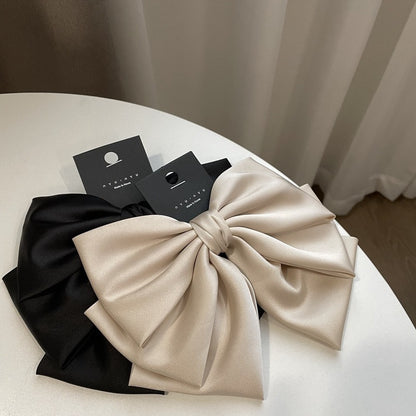Women's Solid Color Drape Satin Bow Barrettes