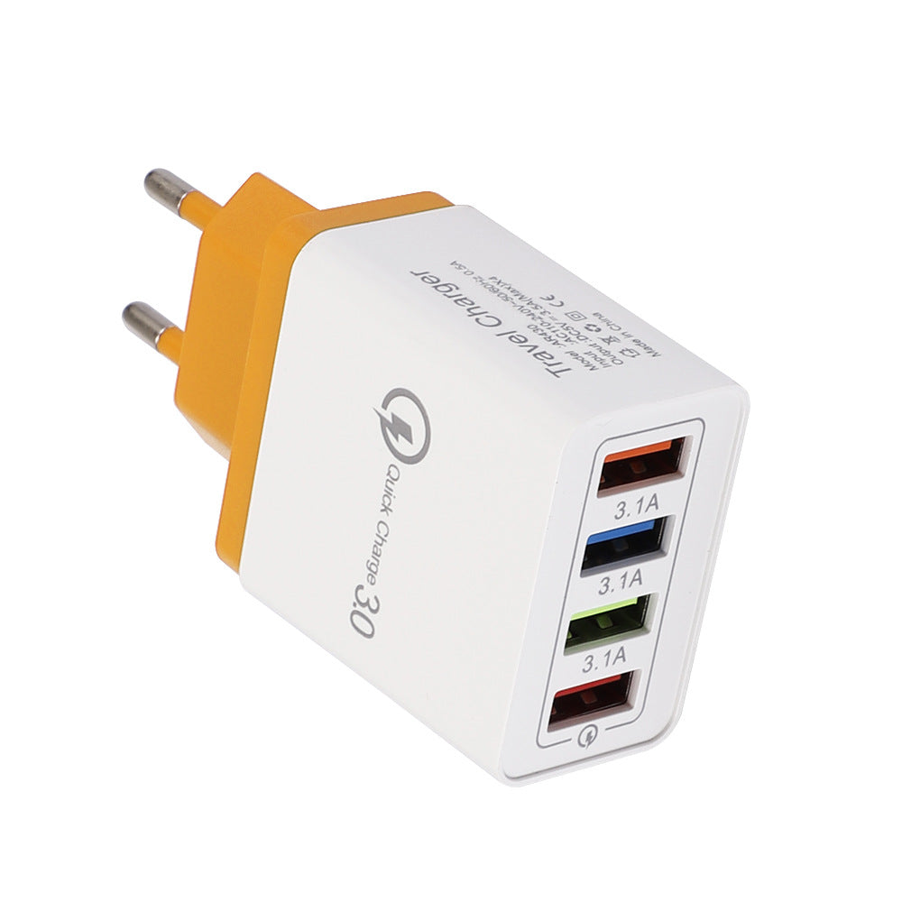 USB-Ladegerät Quick Charge 3.0 4-fach Adapter für Tablets, tragbares Wandladegerät, Schnellladegerät