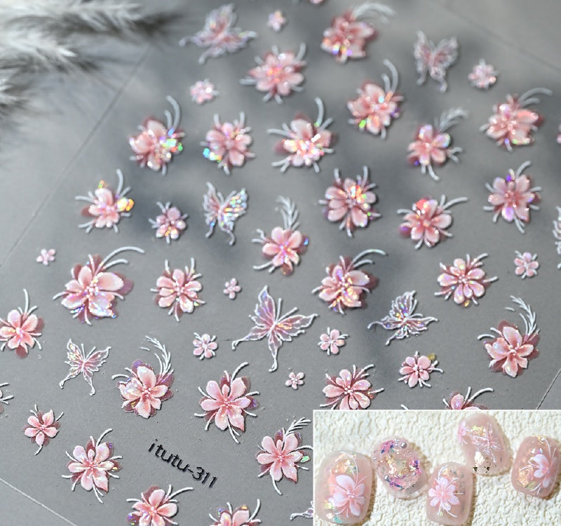 Kamelie 5D Relief Nagelsticker Stereo Ornament