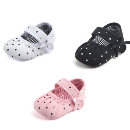 Babyschuhe für Mädchen, niedliche Prinzessinnenschuhe mit Polka-Dots, rutschfest 