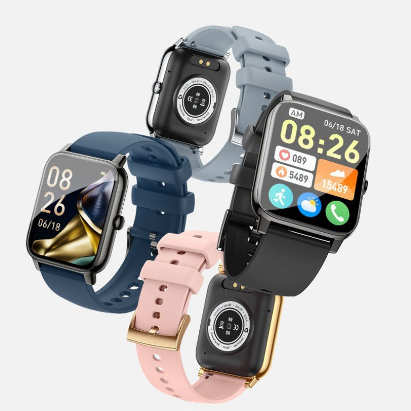 Smartwatch P90 mit neuem 185-mm-Quadrat-Display, Bluetooth-Anruffunktion, Benachrichtigungen, Atemtraining, Herzfrequenzmessung und Schlafüberwachung