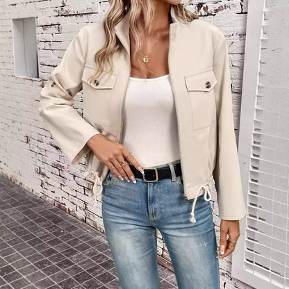 Damenmantel mit langen Ärmeln, einfarbig