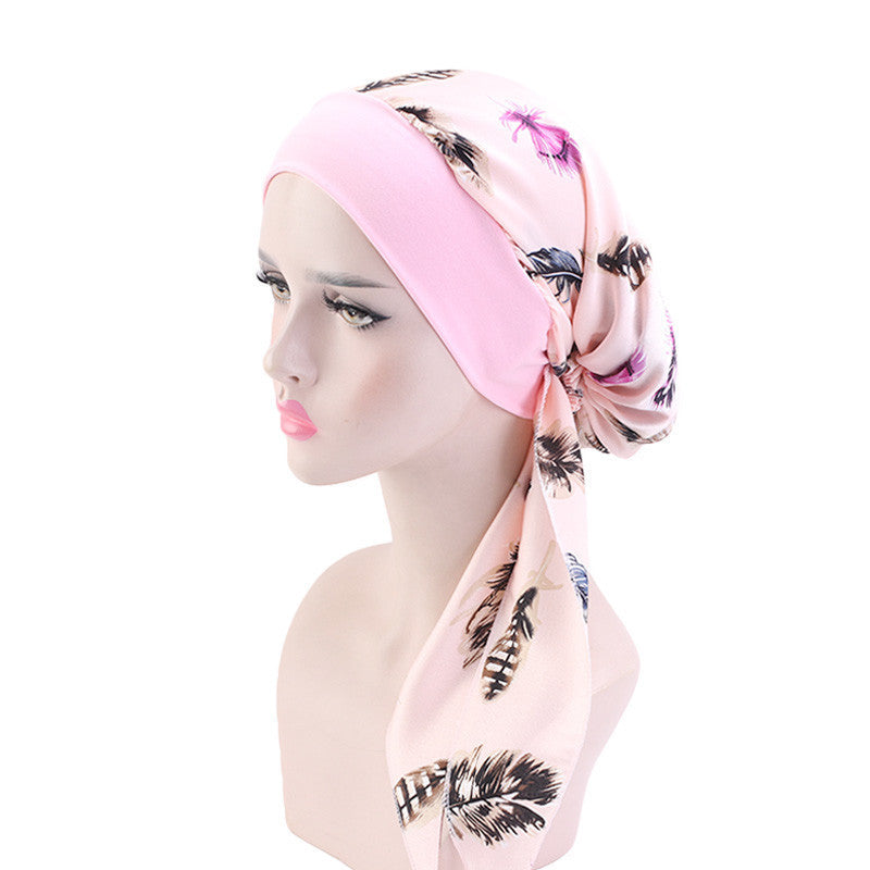 Pastoral style imitation silk stretch headband braid hat