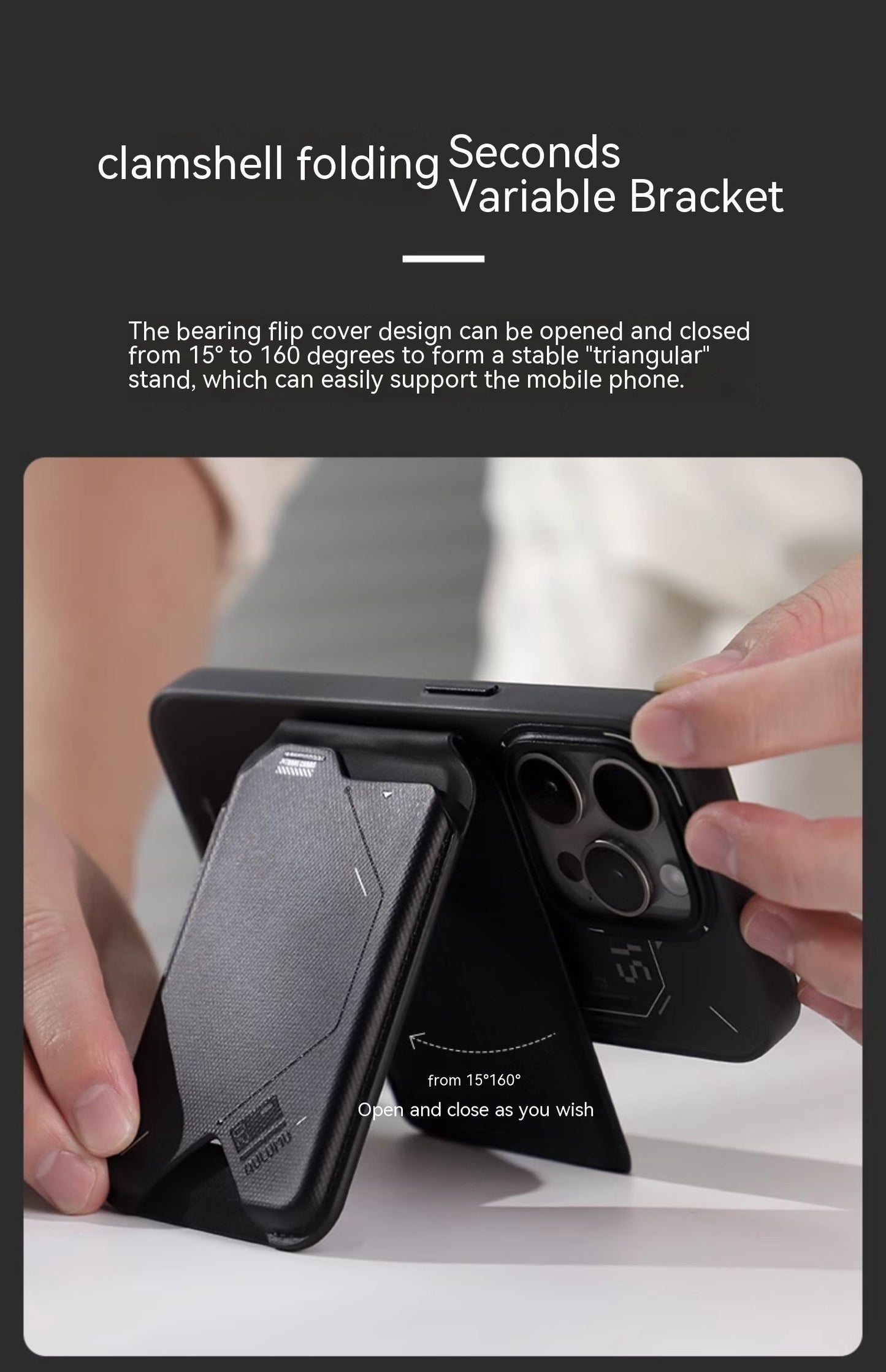 Magnetischer Klappkartenhalter G02, 2-in-1-Geldbörse, multifunktionaler, faltbarer Handyhalter, ultradünn und tragbar