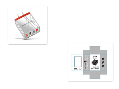 USB-Ladegerät Quick Charge 3.0 4-fach Adapter für Tablets, tragbares Wandladegerät, Schnellladegerät