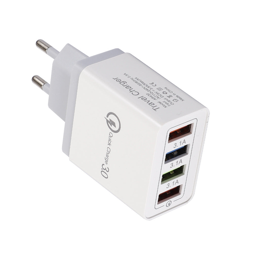 USB-Ladegerät Quick Charge 3.0 4-fach Adapter für Tablets, tragbares Wandladegerät, Schnellladegerät