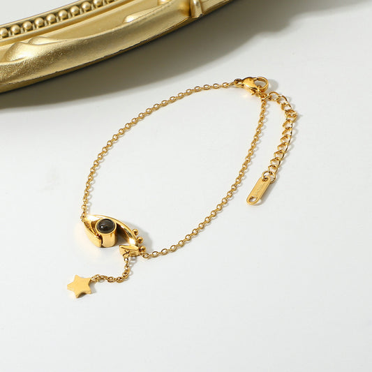 Titanium Steel  18K Gold I Only Have You In My Eyes One Hundred Languages I Love You Eye Bracelet