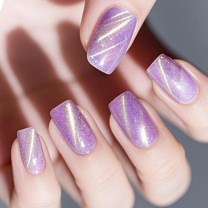 New Onion Powder Cat Eye Nail Applique 16 Finger Nail Sticker