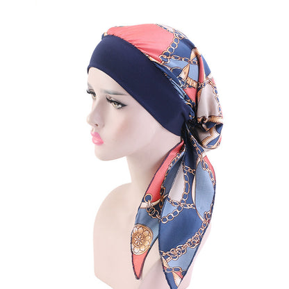 Pastoral style imitation silk stretch headband braid hat