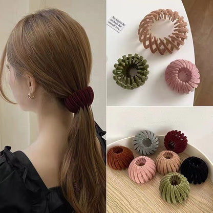Velvet Bird's Nest Hairpin Lazy Hair Band For Bun Haircut Hair Band Girl's High Ponytail Barrettes