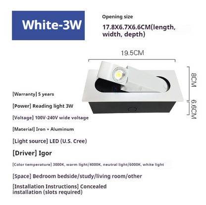 LED-Wandleuchte, schlichtes Design, Schlafzimmer-/Schlafzimmer-/Leselampe, drehbar