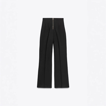 Retro-Mode: Vielseitige, figurformende High-Waist-Hose mit Reißverschluss-Dekoration