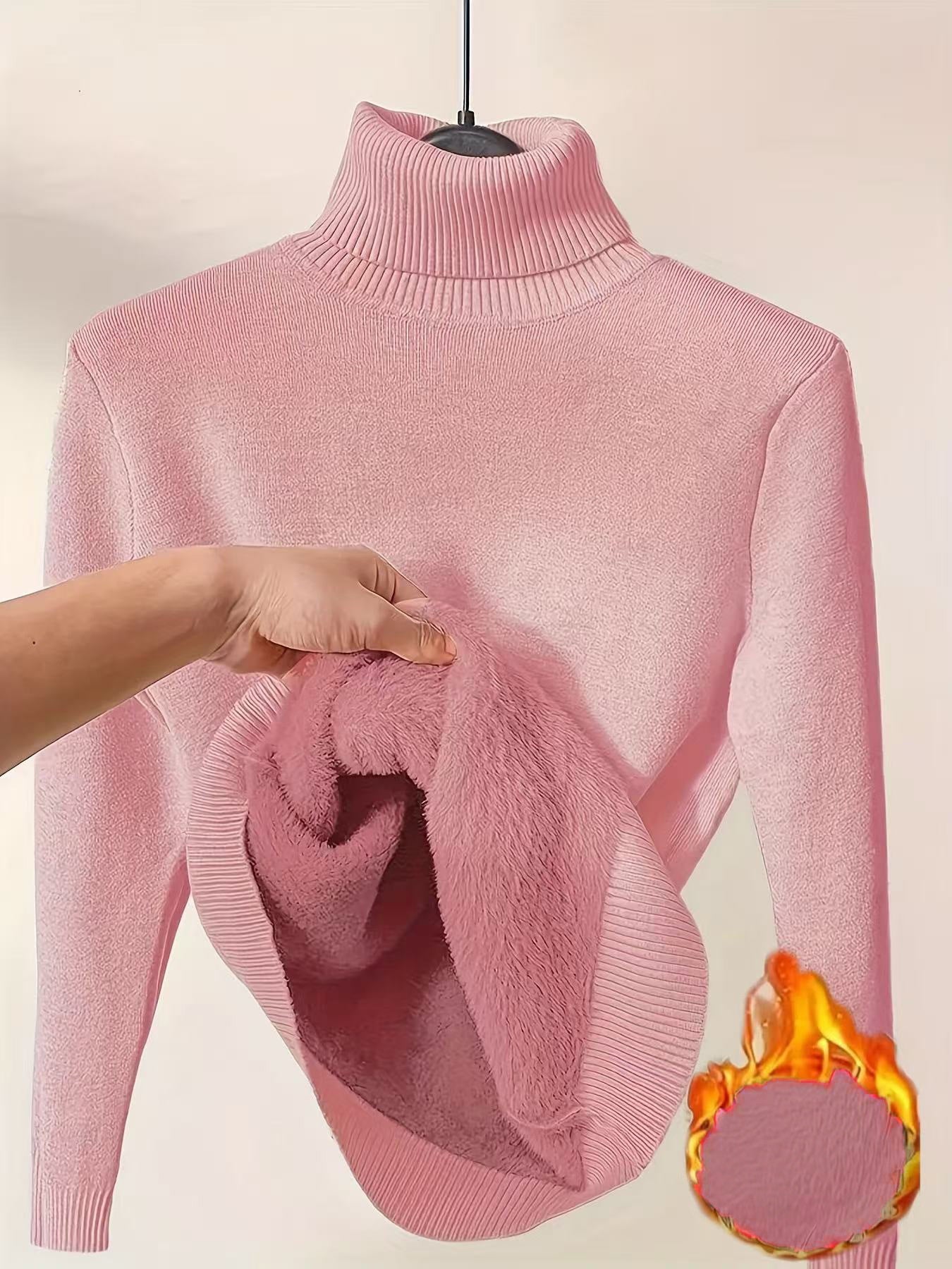 Fleece-Rollkragenpullover, warm, elegant, dick gestrickt, Damenbekleidung