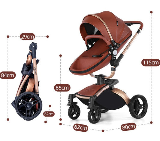 Hochformat-Kinderwagen mit 360°-Drehung, 3-in-1-Korb und Faltfunktion