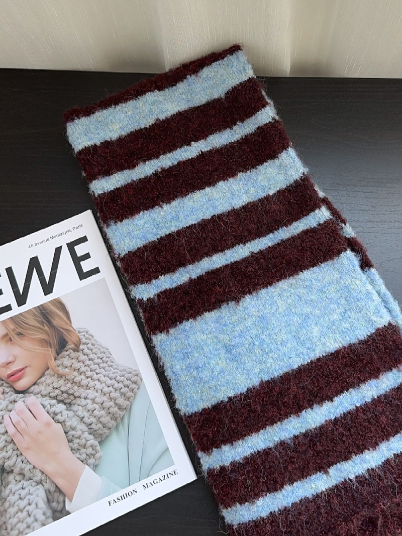Striped Knit Scarf Women's Warm Neck Warmer