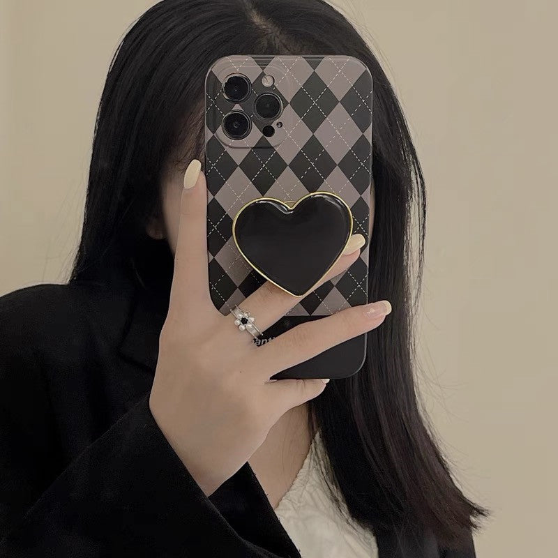 Fashion Print Retro Lingge Love Bracket Phone Case