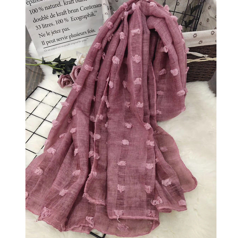 Tie Dye Cotton Linen Ball Scarf Ladies Muslim