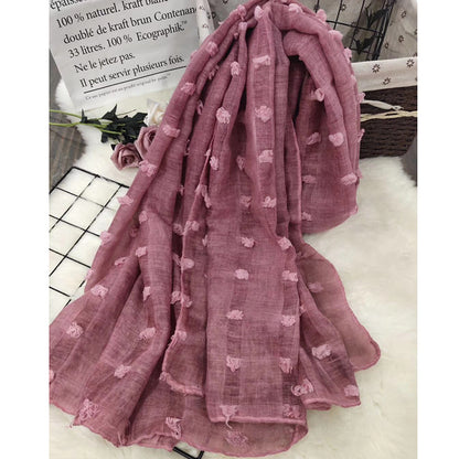 Tie Dye Cotton Linen Ball Scarf Ladies Muslim