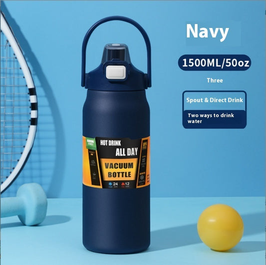 304 Stainless Steel Large Belly Double Drinking Straw Insulated Cup