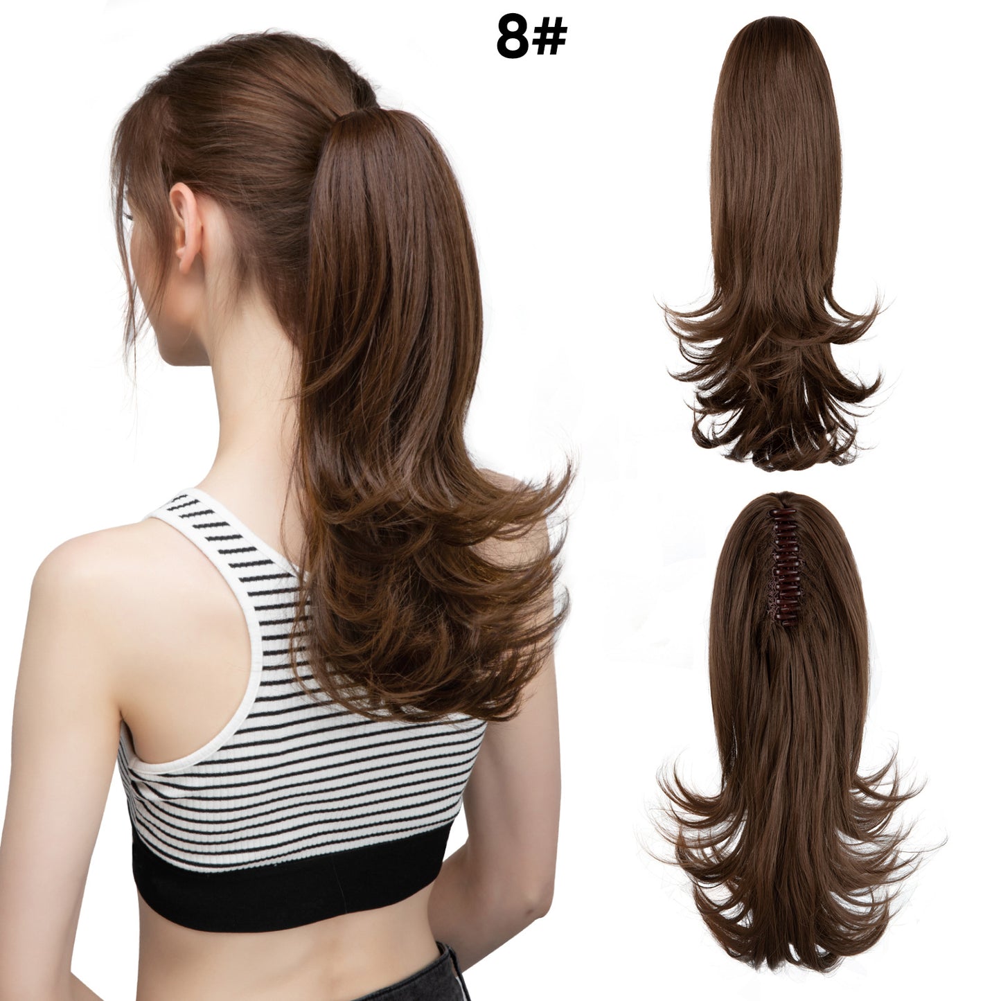 Seidenperücke für Damen, langes Haar, leicht gelockt, kurze Locken