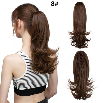 Seidenperücke für Damen, langes Haar, leicht gelockt, kurze Locken