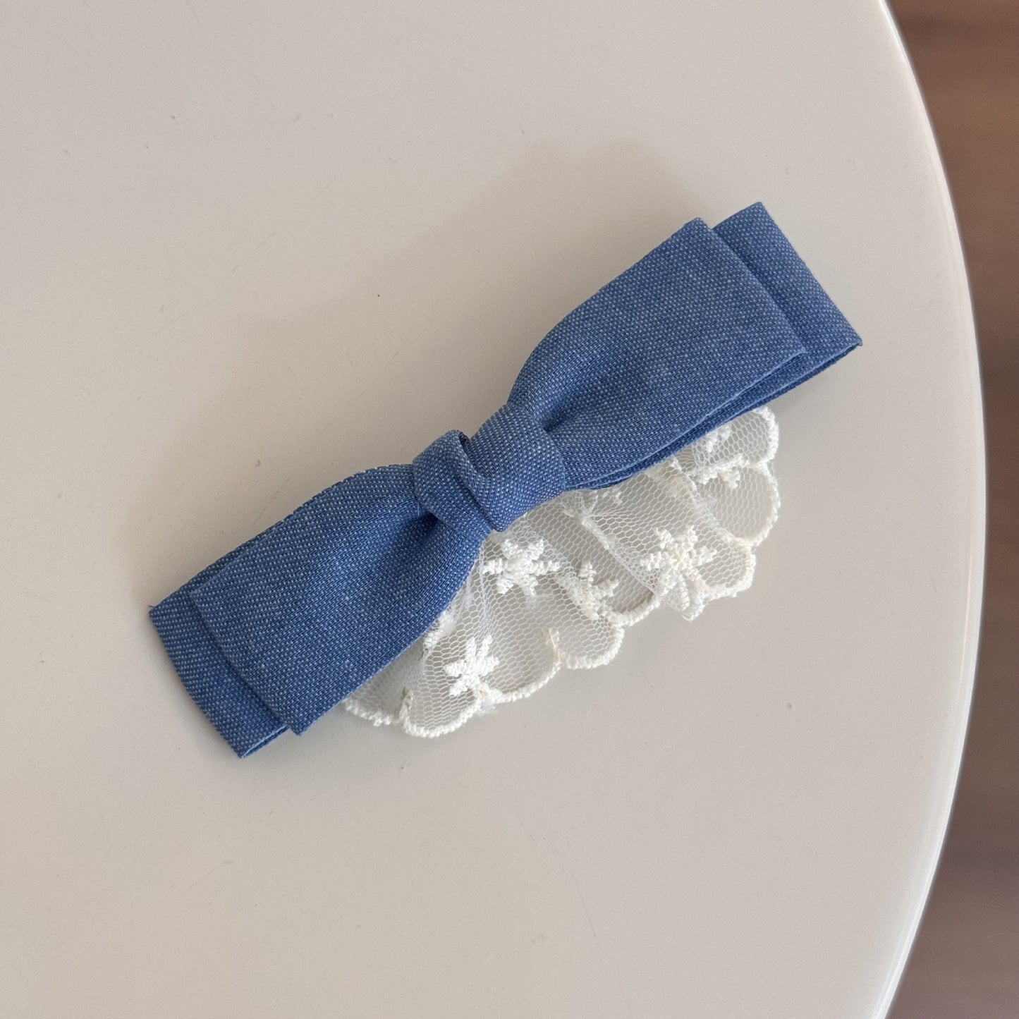 Haarspangen mit Schleife in Denimblau