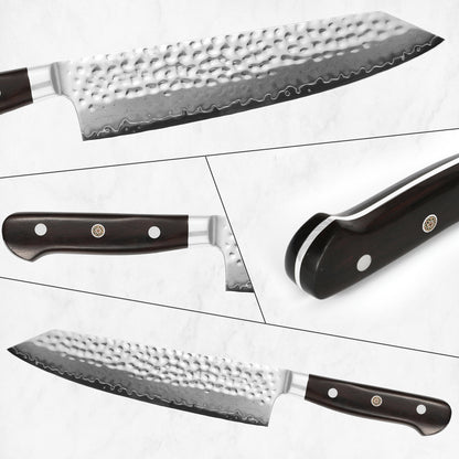 8,5 Zoll Kiritsuke-Messer, professionelles Kochmesser aus VG10-Damaststahl mit gehämmertem Griff, ultrascharfes Küchenmesser mit Ebenholzgriff und Geschenkbox