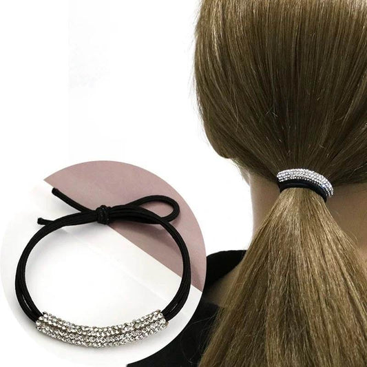 Damen-Pferdeschwanz-Haarring mit Kristall-Haaraccessoires, halber Haargummi, Diamant