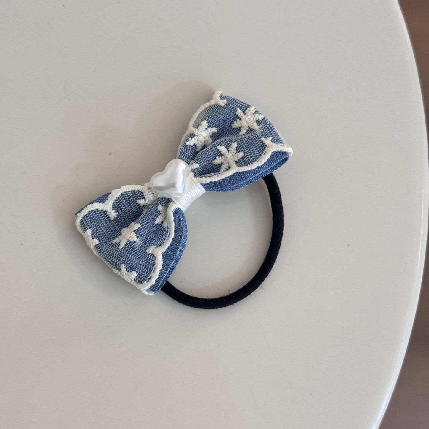 Haarspangen mit Schleife in Denimblau