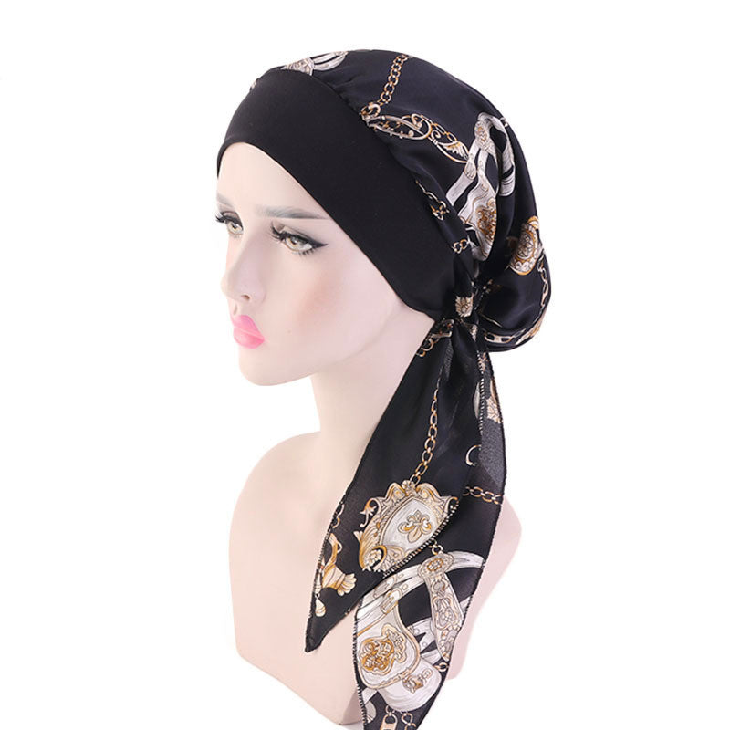 Pastoral style imitation silk stretch headband braid hat