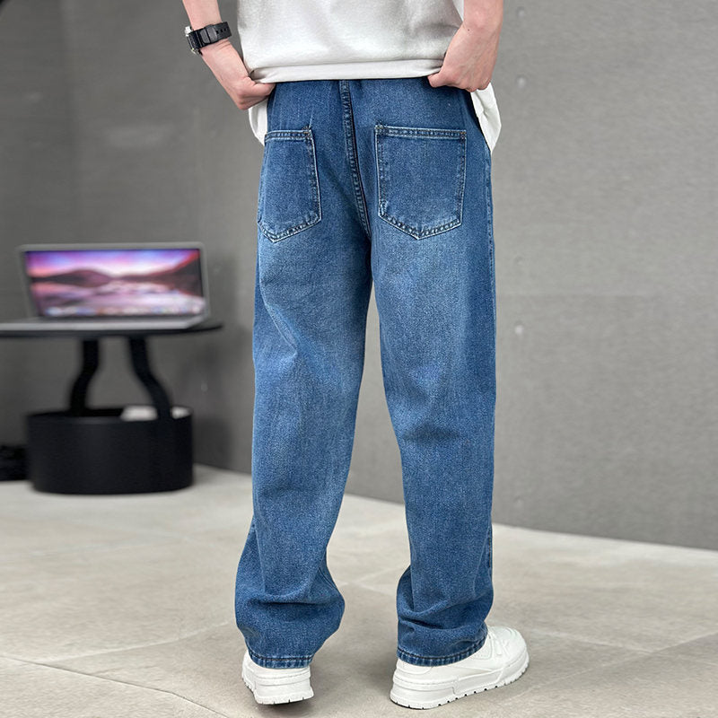Modische Jeans mit Taschen, Herren-Jeans mit weitem Bein und geradem Schnitt, vielseitige, lässige lange Hosen, Streetwear-Kleidung