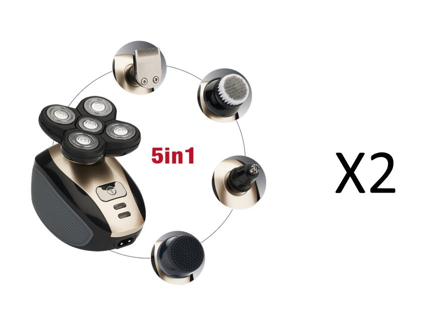 5-in-1 Multifunktions-Elektrorasierer mit 5 Klingen für Herren, wiederaufladbar, für Kopfrasur, Bart- und Nasenhaartrimmer