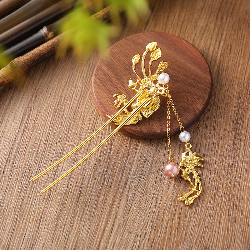 Phönix-U-förmige Haarnadel, antikes Haarknoten-Haarornament, Hanfu